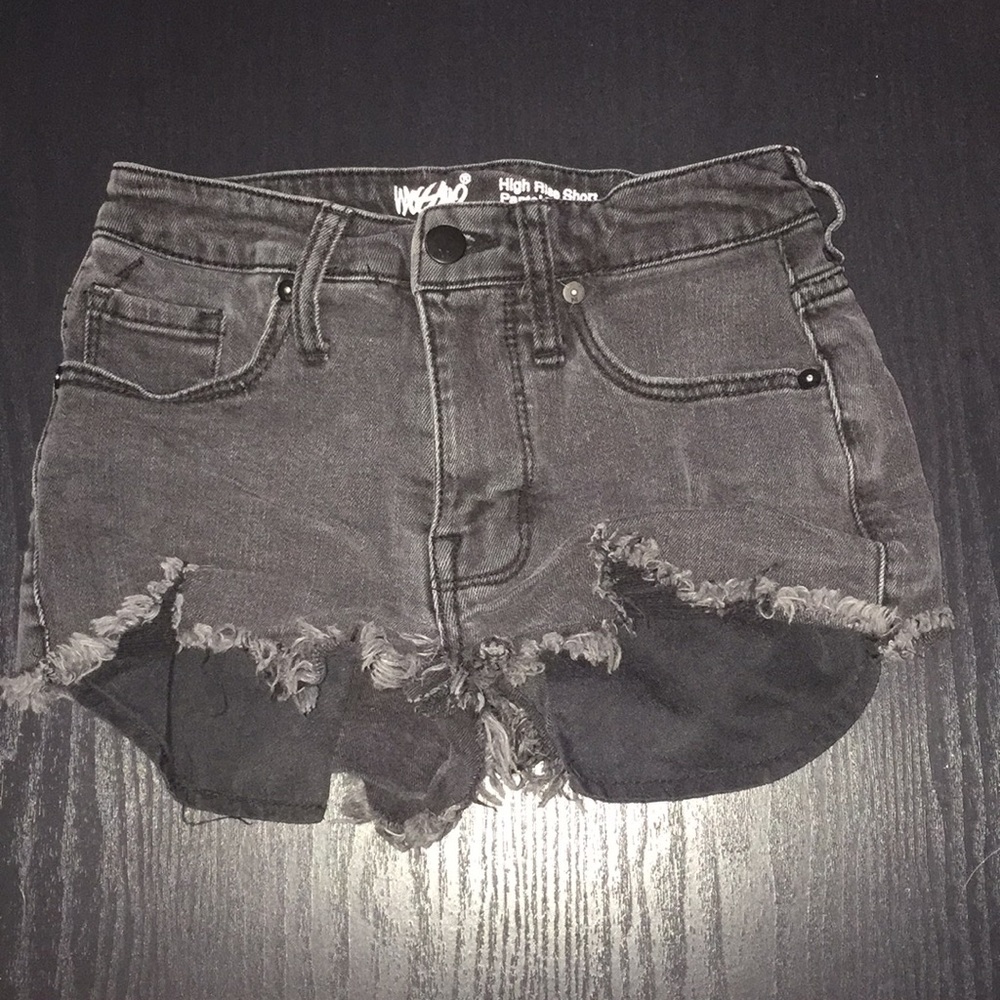 Black denim shorts